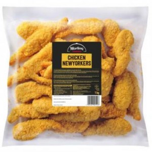 Frozen breaded chicken fillet NEWYORKERS, shaped, 1 kg